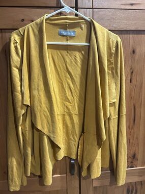bagatelle Mustard Yellow Draped Open Front Jacket
